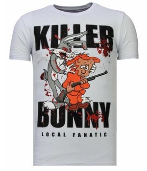 Local Fanatic Killer Bunny - Rhinestone T-shirt - Wit