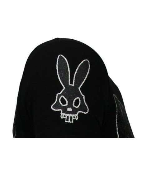 Local Fanatic Killer Bunny - Rhinestone T-shirt - Zwart