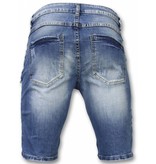 Enos Korte Broek Heren - Korte Broek Slim Fit Biker Zippers Shorts - Blauw