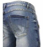 Enos Korte Broek Heren - Korte Broek Slim Fit Biker Zippers Shorts - Blauw