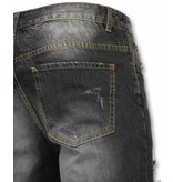 Enos Korte Broeken Heren - Slim Fit Ripped Shorts - Zwart