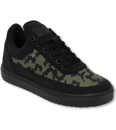 Cash Money Heren Schoenen - Heren Sneaker Low Case - Army Kaki Black