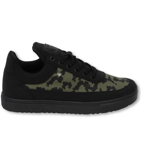 Cash Money Heren Schoenen - Heren Sneaker Low Case - Army Kaki Black