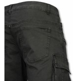 Enos Korte Broek Heren - Slim Fit Biker Pocket Jeans - Zwart