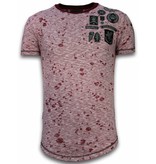 Local Fanatic Longfit Asymmetric Embroidery - T-Shirt Patches - Guerrilla - Rood