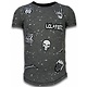Longfit Asymmetric Embroidery - T-Shirt Patches - Rockstar - Zwart