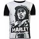 Bob Marley Black And White - Digital Rhinestone T-shirt - Zwart