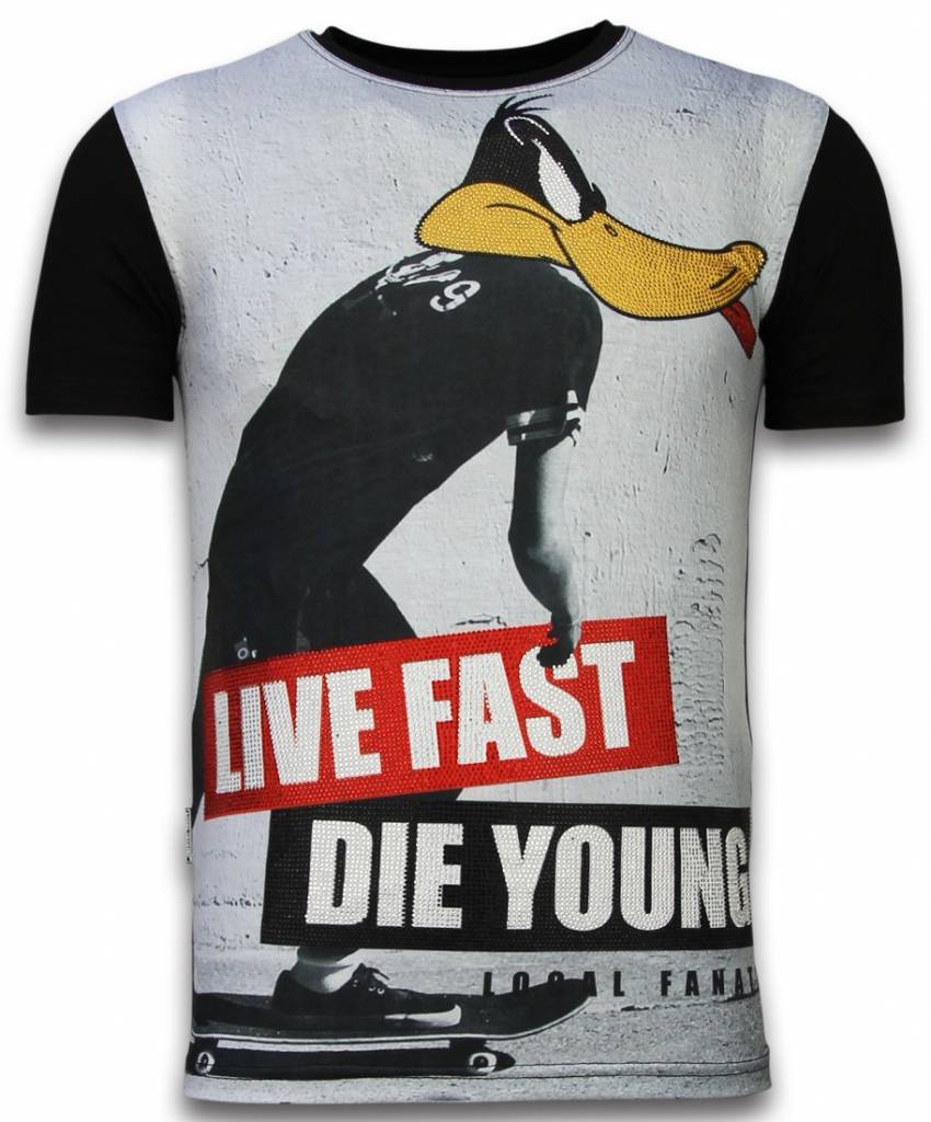 Local Fanatic Duck Live Fast Digital Rhinestone T Shirt Zwart local fanatic kopen in de aanbieding Local Fanatic Duck Live Fast Digital Rhinestone T Shirt Zwart local fanatic kopen in de aanbieding