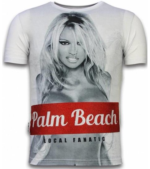 Local Fanatic Palm Beach Pamela  - Digital Rhinestone T-shirt - Wit