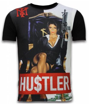 Local Fanatic Hu$tler - Digital Rhinestone T-shirt - Zwart