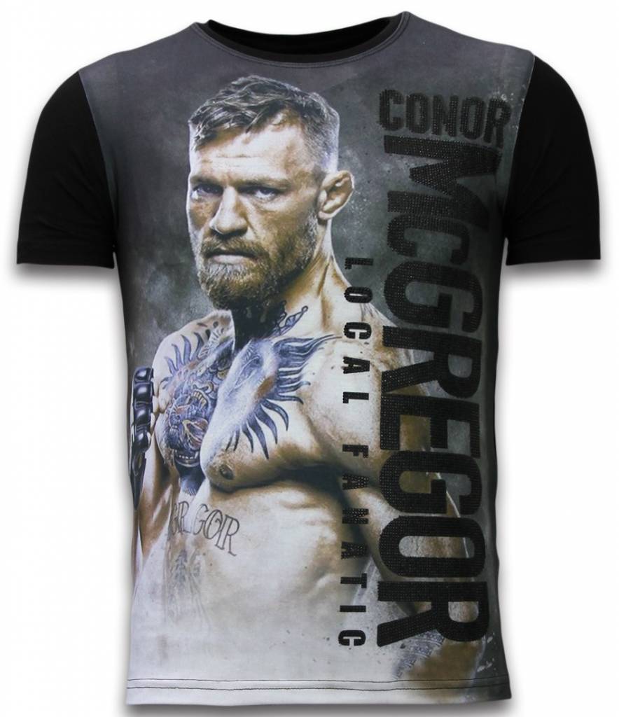 Local Fanatic Conor Mcgregor Fighter Digital Rhinestone T Shirt Zwart local fanatic kopen in de aanbieding