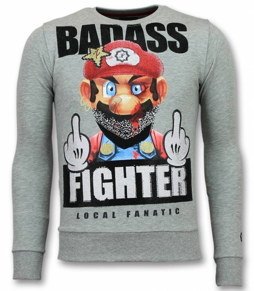 Local Fanatic Mario Trui Fight Club Heren Sweater Grijs local fanatic kopen in de aanbieding