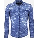 Denim Overhemd - Slim Fit Army Print - Blauw