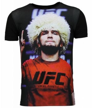 Local Fanatic UFC Campion - Khabib Nurmagomedov T-shirt - Zwart