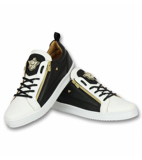 Cash Money Heren Schoenen - Heren Sneaker Bee Black White Gold - CMS97 - Wit/Zwart