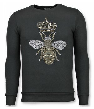 TONY BACKER Rhinestone Trui - Master Bee Sweater Heren - Zwart