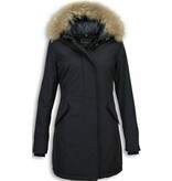 ACTIE LOVEBRAND  Dames Winterjas Wooly - SLIM FIT - ACTIE - XL Bontkraag - Zwart