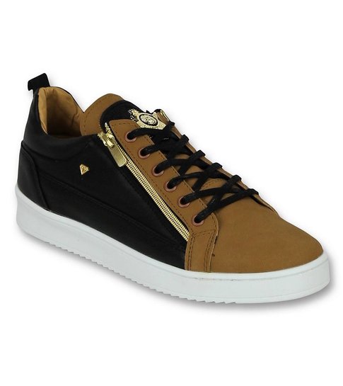 Cash Money Heren Schoenen - Heren Sneaker Bee Camel Black  Gold - CMS97 - Bruin