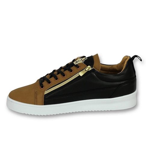 Cash Money Heren Schoenen - Heren Sneaker Bee Camel Black  Gold - CMS97 - Bruin