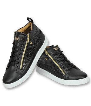 Cash Money Heren Schoenen - Heren Sneaker Croc Black Gold - CMS98 - Zwart