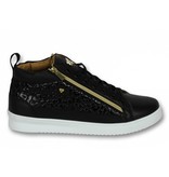 Cash Money Heren Schoenen - Heren Sneaker Croc Black Gold - CMS98 - Zwart