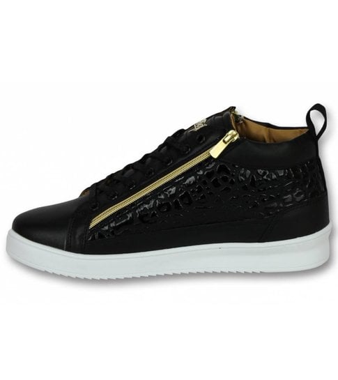 Cash Money Heren Schoenen - Heren Sneaker Croc Black Gold - CMS98 - Zwart