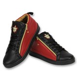 Cash Money Heren Schoenen - Heren Sneaker Bee Red Black Gold 2 - CMS98 - Zwart/Rood