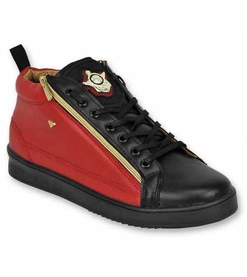 Cash Money Heren Schoenen - Heren Sneaker Bee Red Black Gold 2 - CMS98 - Zwart/Rood