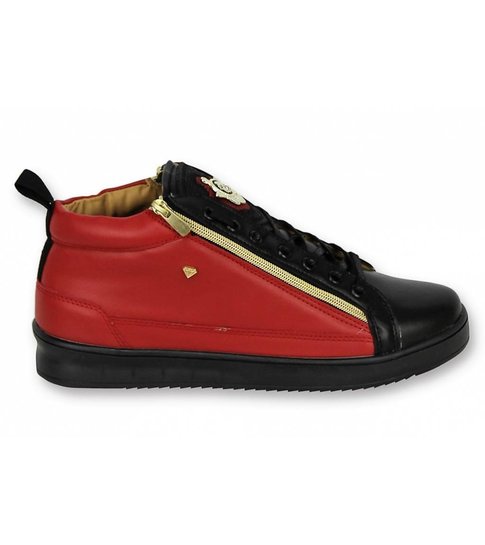 Cash Money Heren Schoenen - Heren Sneaker Bee Red Black Gold 2 - CMS98 - Zwart/Rood