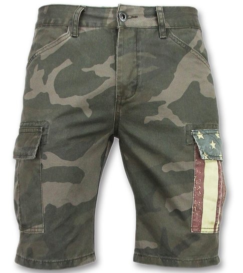 Enos Camouflage korte broek mannen - Goedkope bermuda broeken - 9017 - Groen / Grijs