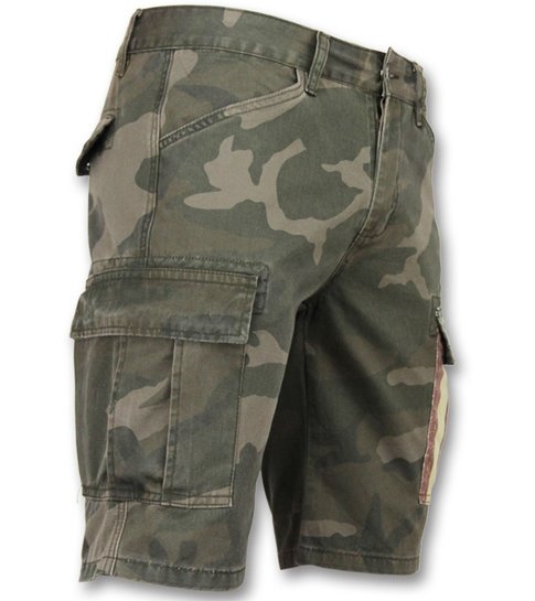 Enos Camouflage korte broek mannen - Goedkope bermuda broeken - 9017 - Groen / Grijs