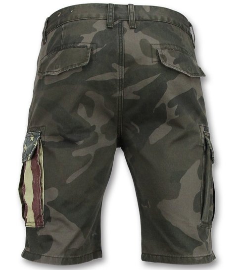 Enos Camouflage korte broek mannen - Goedkope bermuda broeken - 9017 - Groen / Grijs