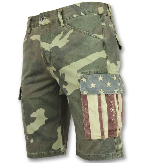 Enos Heren Camouflage Korte Broek - Bermuda Heren Online -9017 - Groen