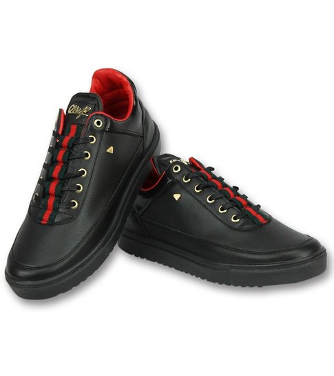 Cash Money Schoenen Kopen Heren Sneakers - Mannen Line Black Green Red - CMP11 - Zwart