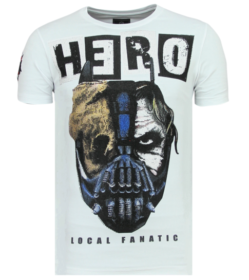 Local Fanatic Hero Mask - Luxe T shirt Heren - 6323W - Wit
