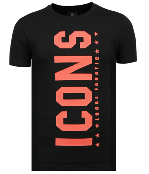 Local Fanatic ICONS Vertical - Luxe T shirt Heren - 6362Z - Zwart