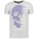 Local Fanatic Skull Glitter - Zomer T shirt Heren - 6338W - Wit