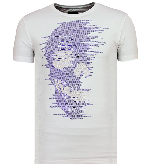 Local Fanatic Skull Glitter - Zomer T shirt Heren - 6338W - Wit