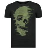 Local Fanatic Skull Glitter -  T shirt Heren - 6338Z - Zwart