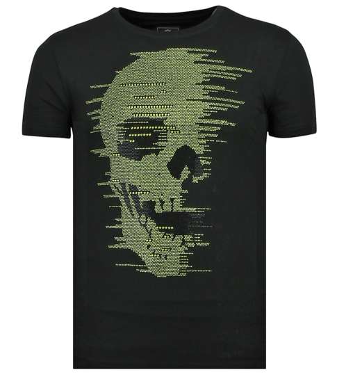 Local Fanatic Skull Glitter -  T shirt Heren - 6338Z - Zwart