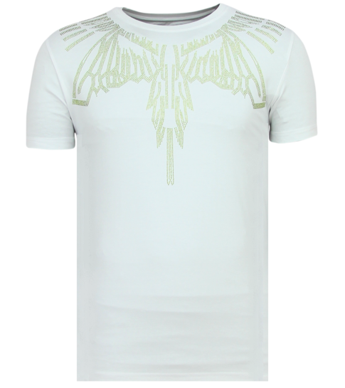 Local Fanatic Eagle Glitter - Strakke T shirt Heren - 6359W - Wit