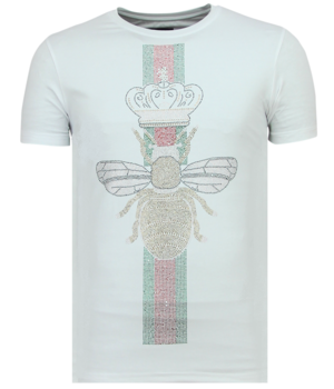 Local Fanatic King Fly Glitter - Vette T shirt Heren - 6360W - Wit