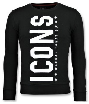 Local Fanatic ICONS  Vertical - Grappige Sweater Heren - 6353Z - Zwart