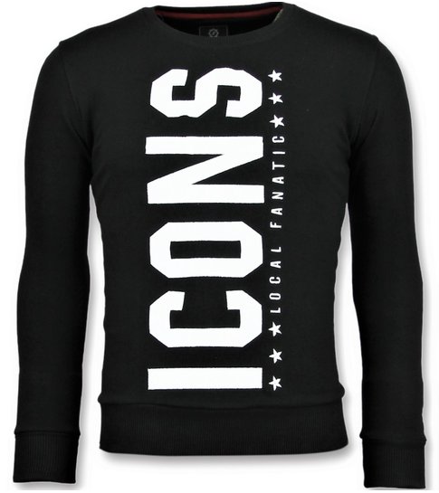 Local Fanatic ICONS  Vertical - Grappige Sweater Heren - 6353Z - Zwart