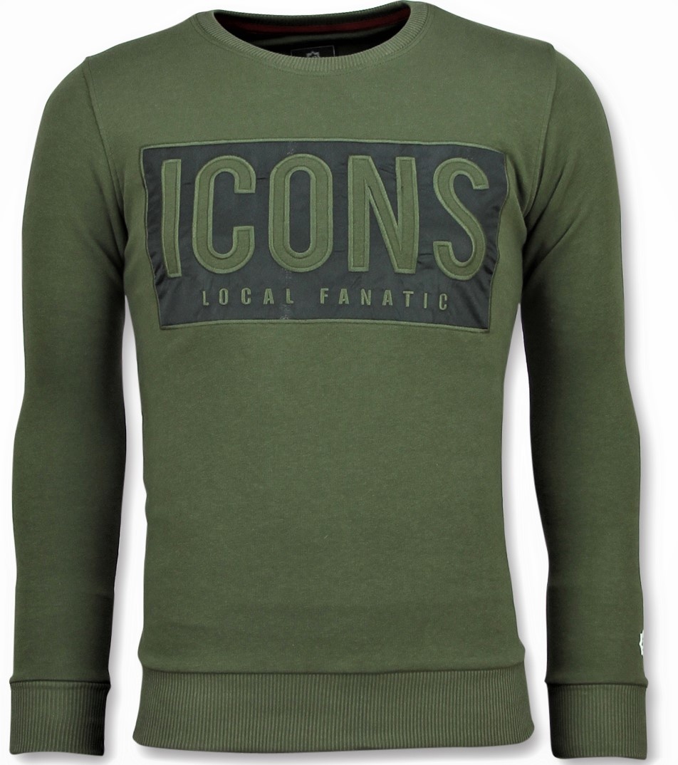Local Fanatic Icons Block Grappige Sweater Mannen 6355G Groen local fanatic kopen in de aanbieding