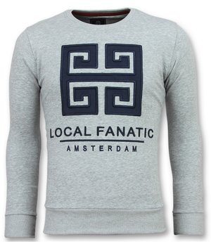 Local Fanatic Greek Border - Leuke Sweater Mannen - 6350G - Grijs