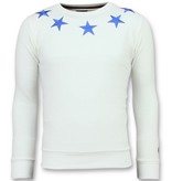 Local Fanatic Five Stars - Exclusieve Sweater Heren - 6354W - Wit