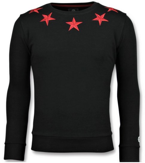 Local Fanatic Five Stars - Exclusieve Sweater Mannen - 6354Z - Zwart