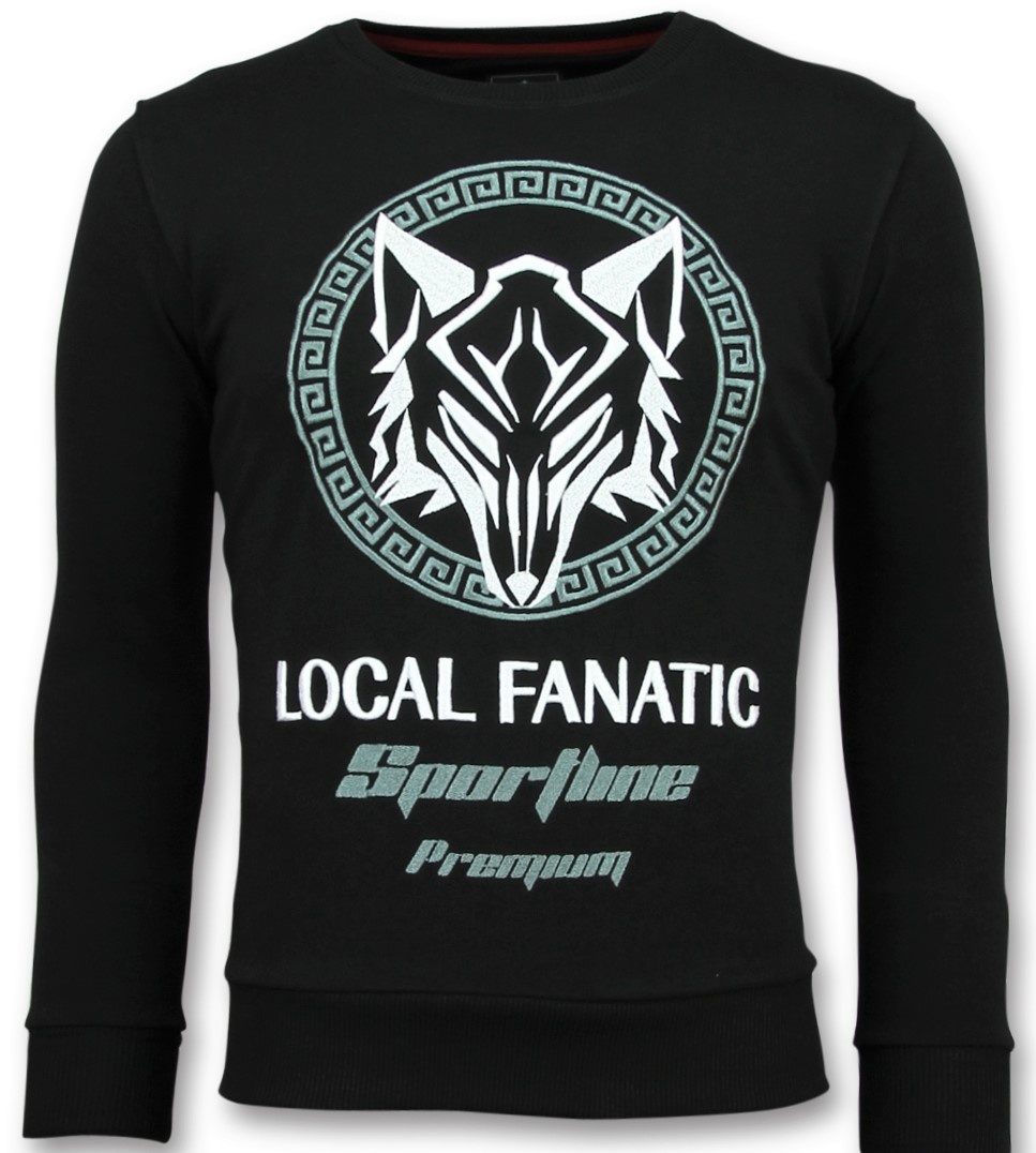 Local Fanatic Sportline Wolf Stoere Sweater Mannen 6357Z Zwart local fanatic kopen in de aanbieding
