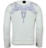 Local Fanatic Eagle Glitter - Merk Sweater Heren - 6340W - Wit